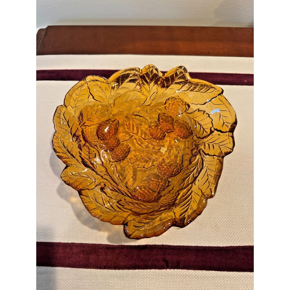 1970s Indiana Glass Loganberry Harvest Gold Vintage Carnival Glass Bowl